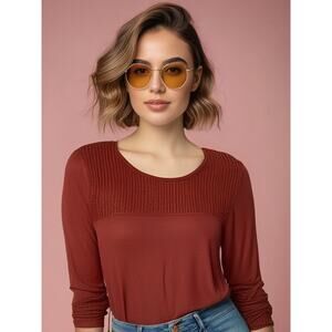 Miss Me Women's Red Lace Tunic Top Size Small‎ Long Sleeve Casual